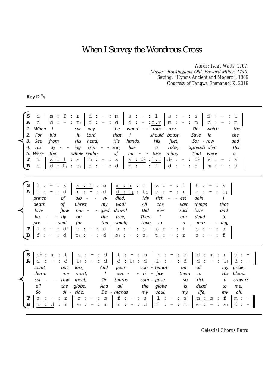 When I Survey the Wondrous Cross — first page