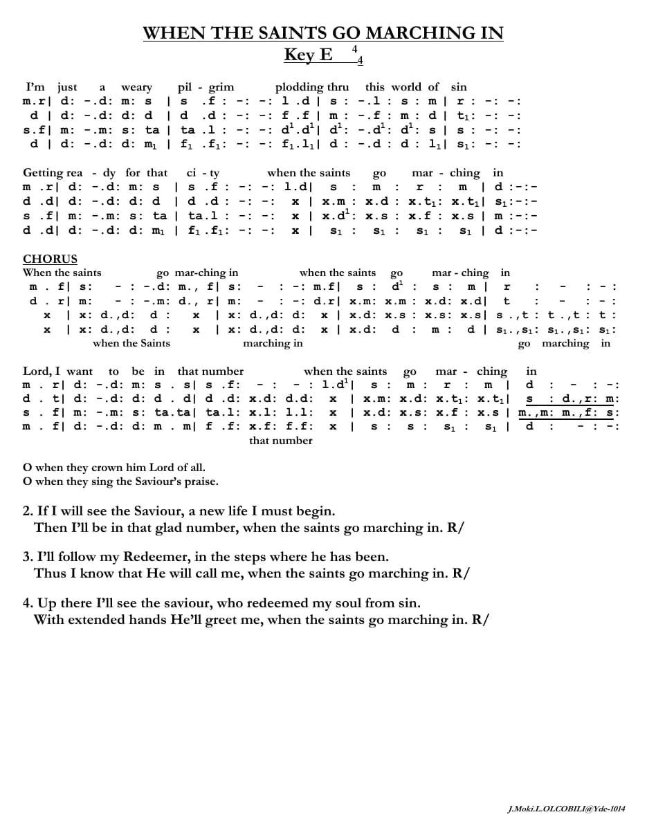 When the Saints Go Marching in — first page