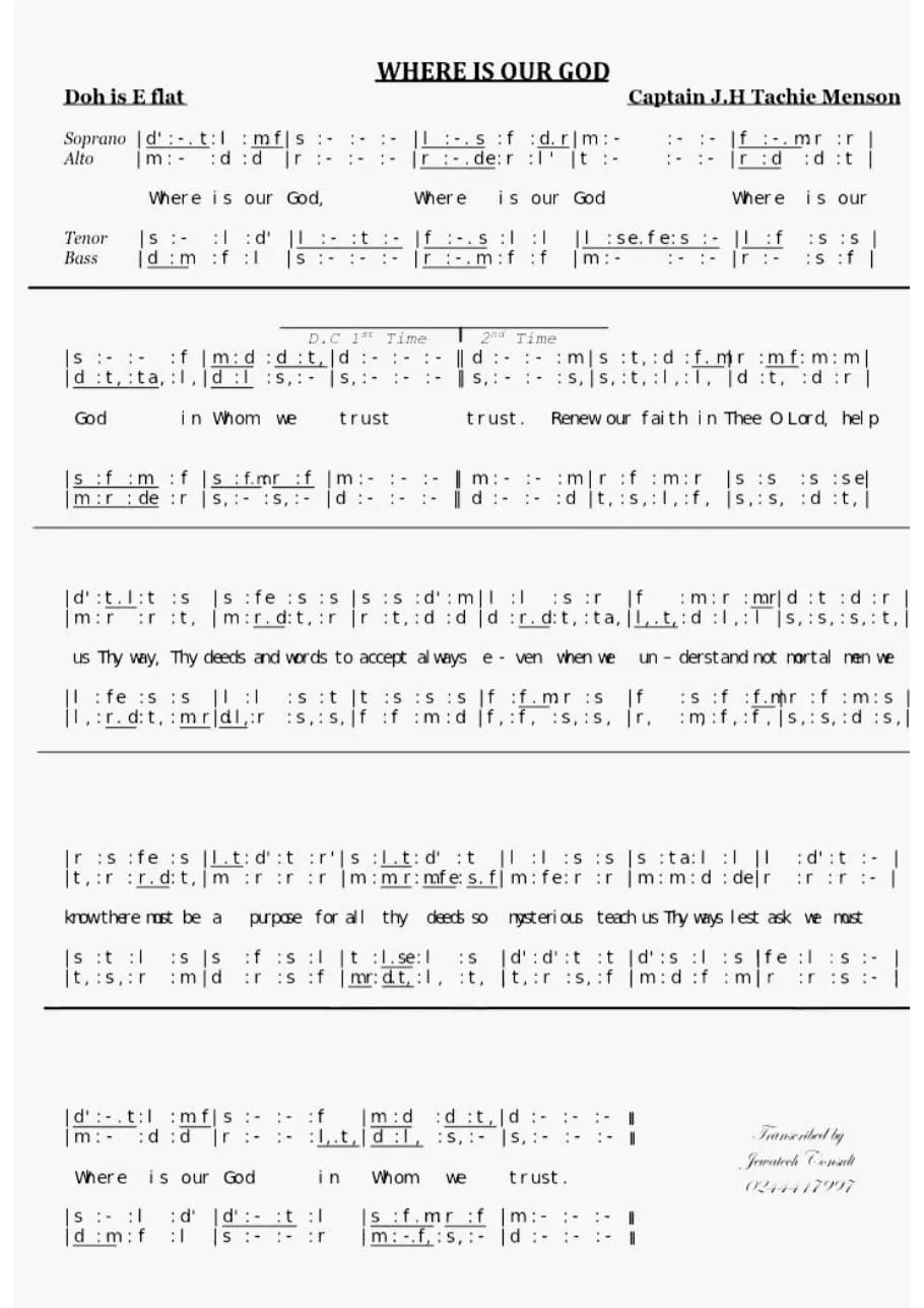 Wher Is Our God — first page