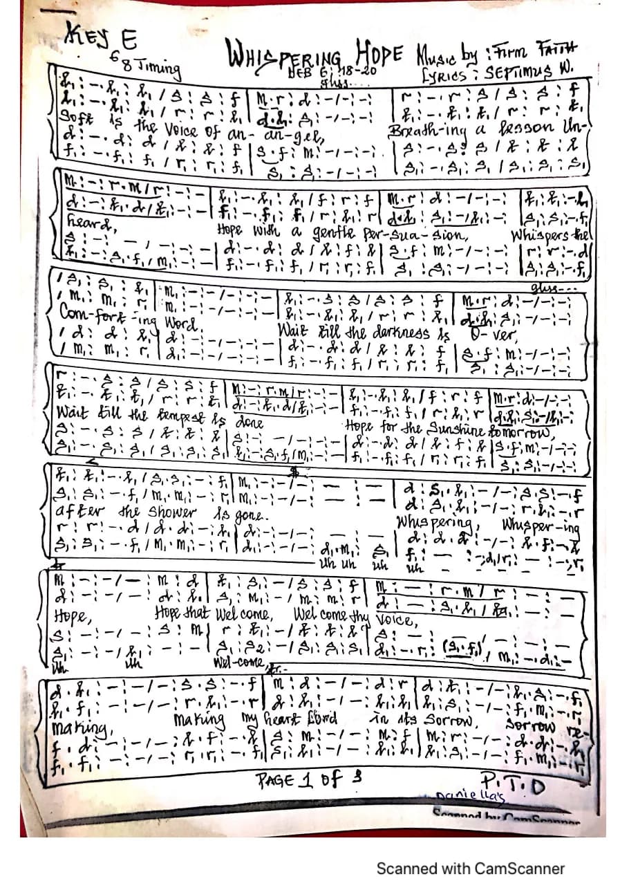 Whispering Hope — first page