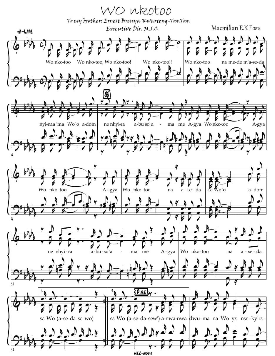 Wo Nkotoo — first page