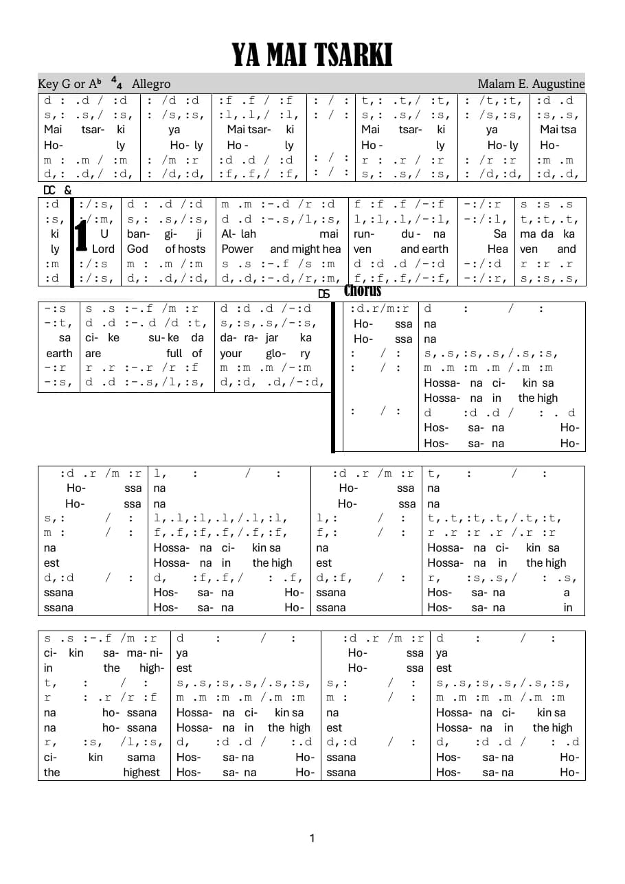 Ya Mai Tsarki - Malam E. Augustine — first page