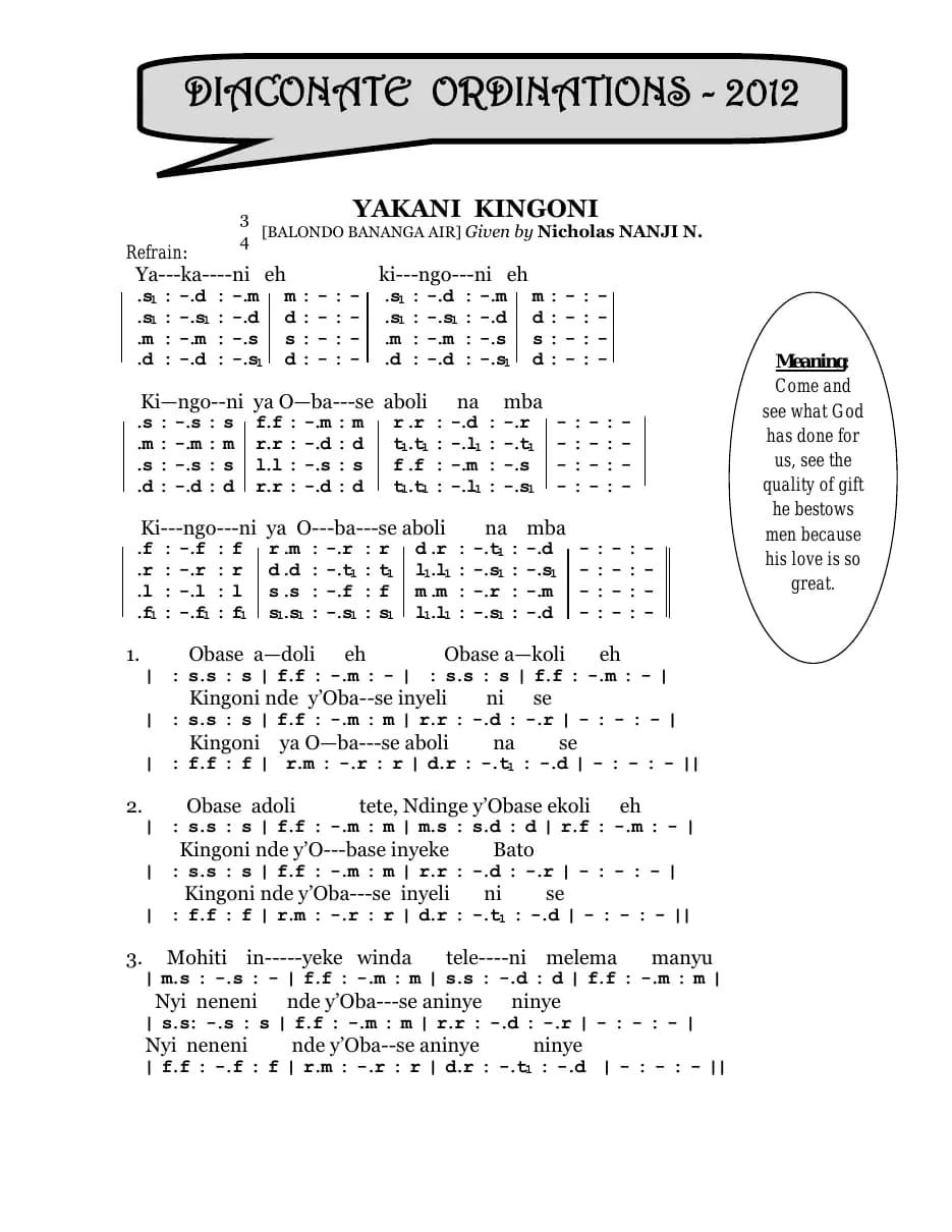Yakani Kingoni — first page