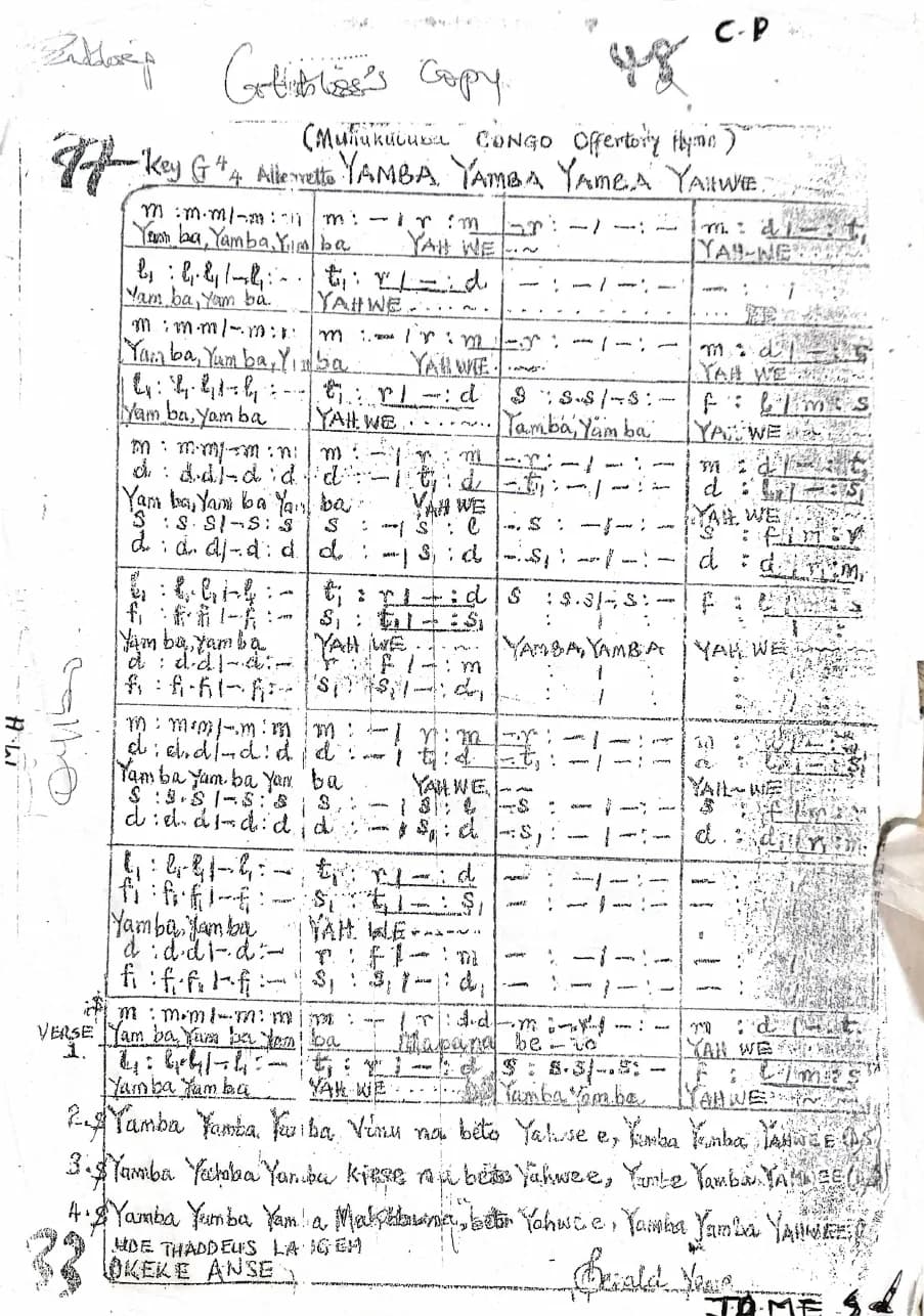 Yamba Yamba Yahwe — first page