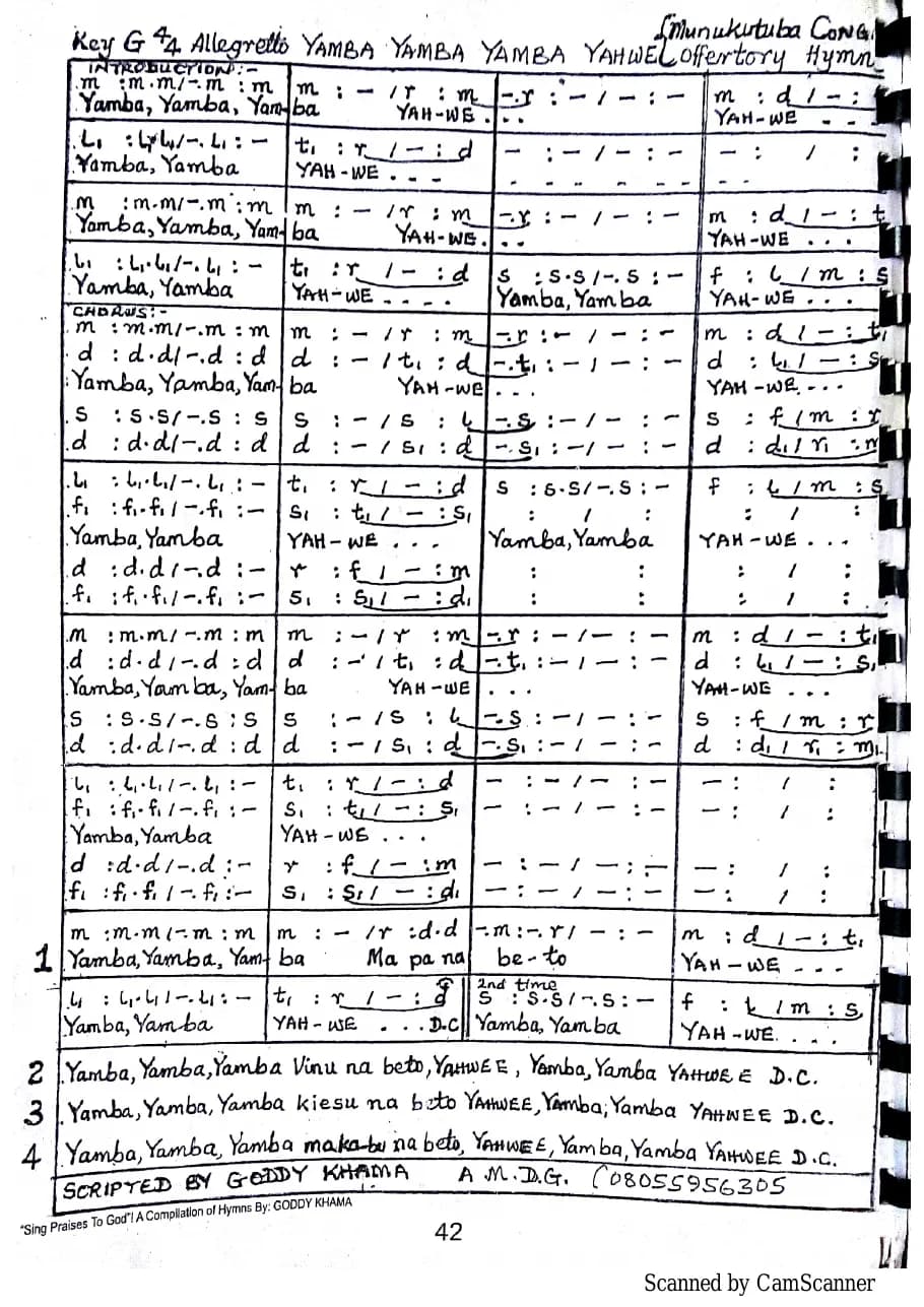 Yamba Yamba Yamba Yahweh — first page