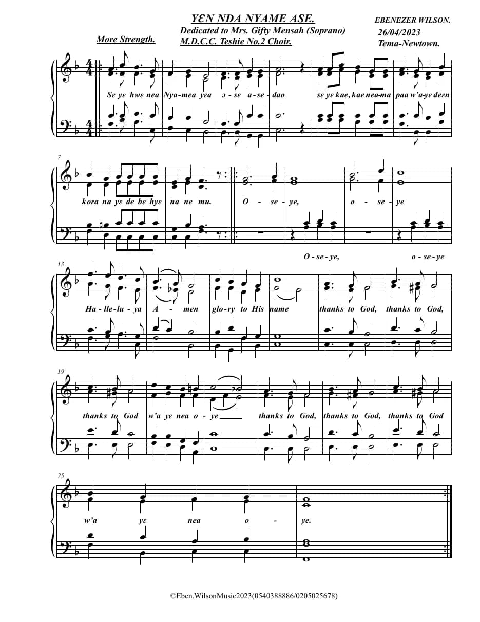 Yen Nda Nyame Ase — first page
