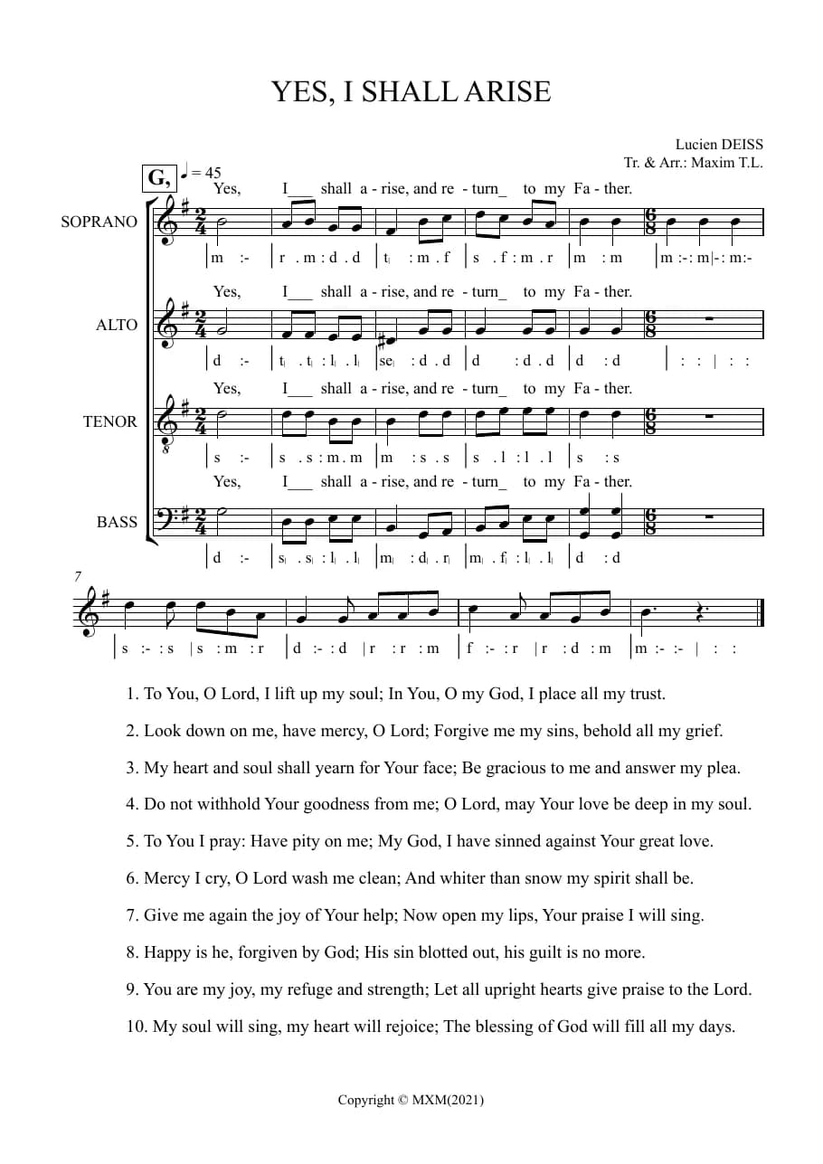 Yes, I Shall Arise — first page