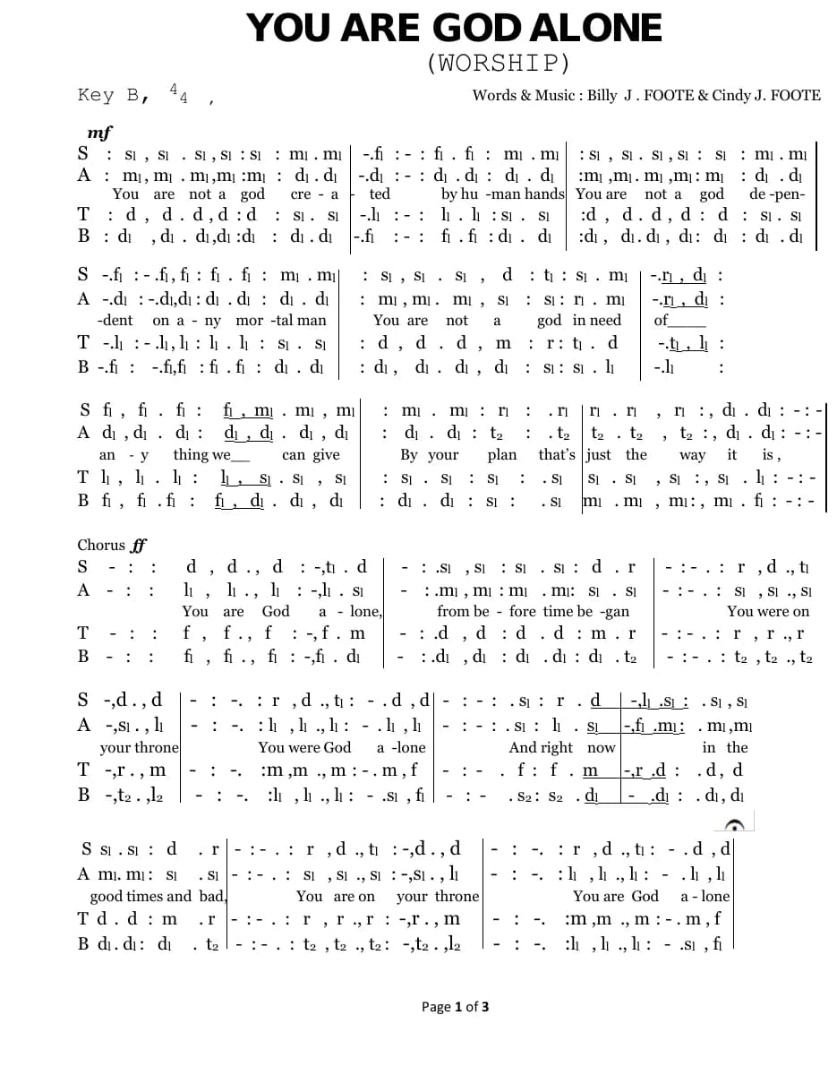 You Are God Alone — first page