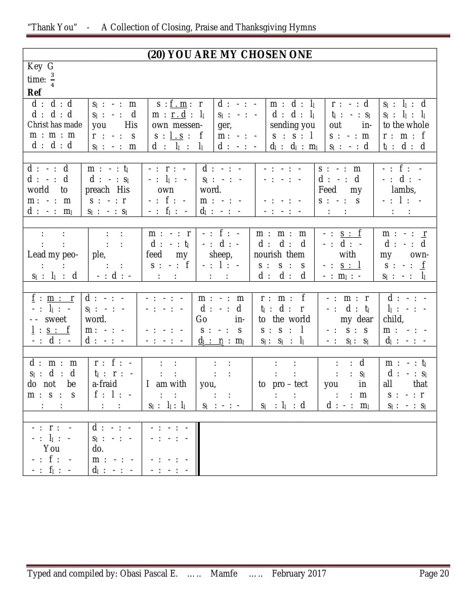 You Are My Chosen One — first page