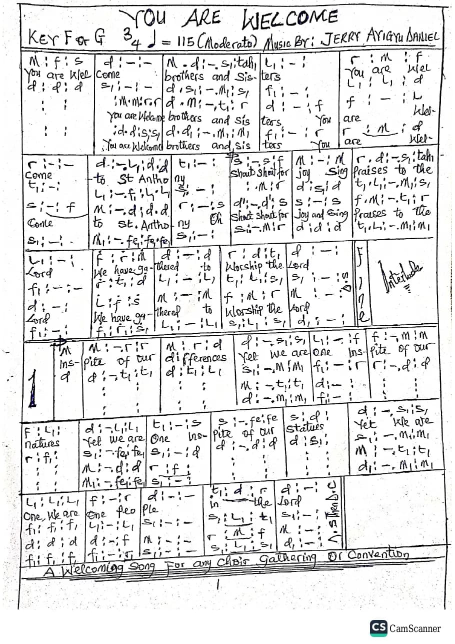 You Are Welcome — first page