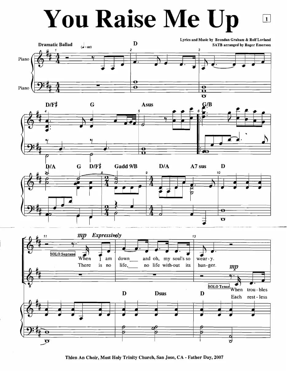 You raise me up — first page