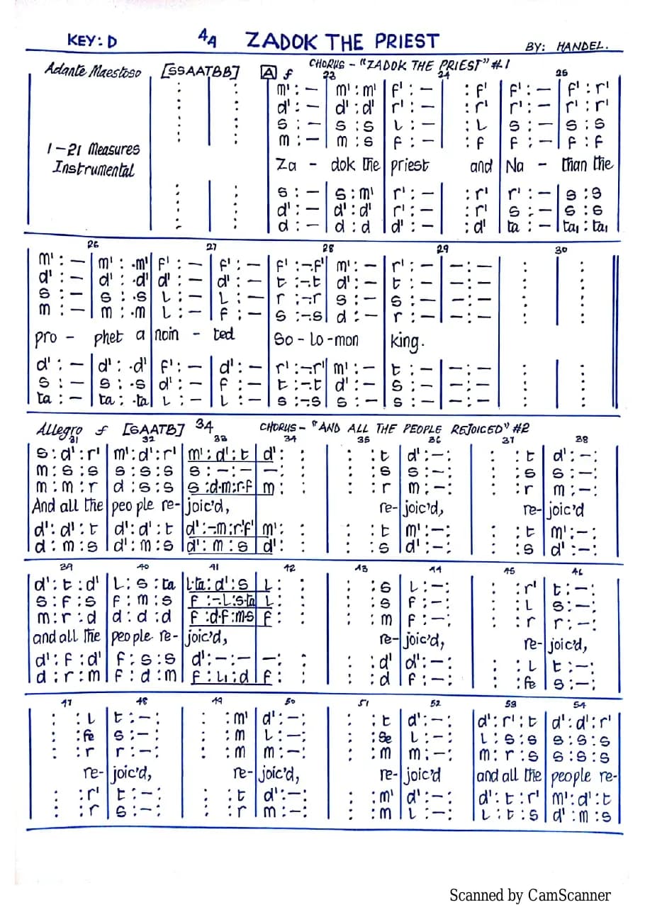 Zadok the Priest — first page